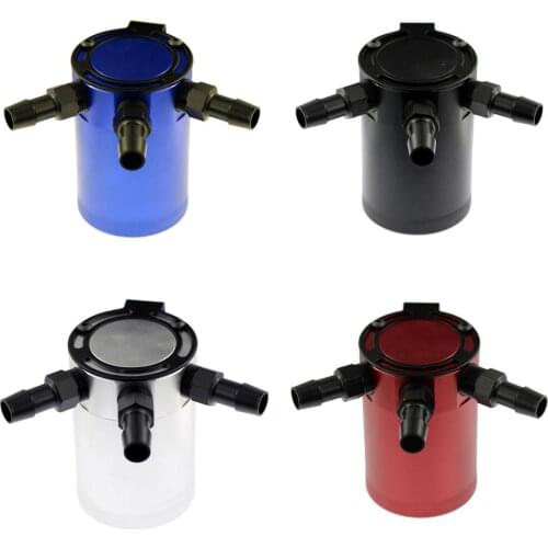 Universal Aluminum Baffled 3 Ports Reservoir Oil Catch Tank Oil Can Air Oil Separator For Racing Car 4 Colors