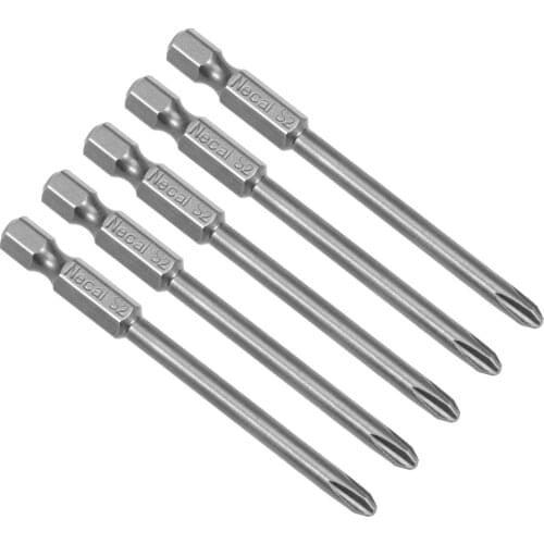 Uxcell 5 Pcs 4.5mm PH2 Magnetic Phillips Screwdriver Bits, 1/4 Inch Hex Shank 3-inch Length S2 Power Tool