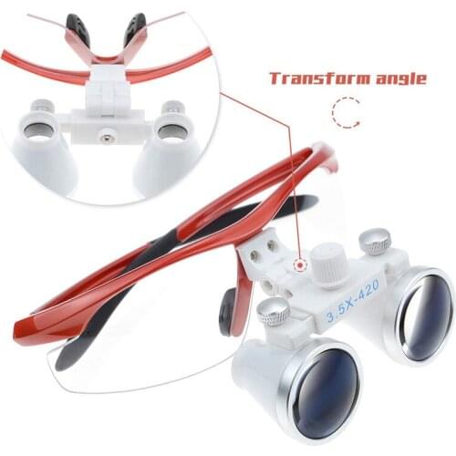 High Quality Red Plastic Frame Medical Loupes 2.5/3.5X Binocular Magnifier Dental Surgical Magnifying Glasses