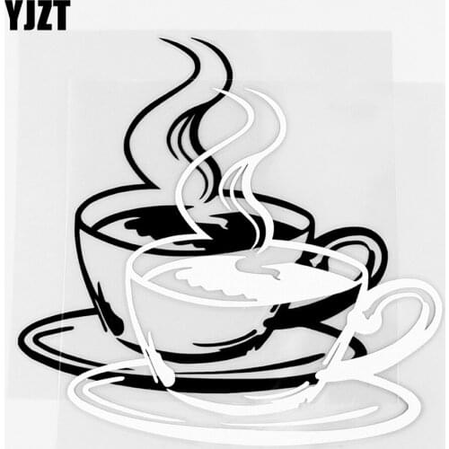 YJZT 13.6×13CM Delicious Coffee Art Pattern Body Decor Car Stickers Vinyl Decals Black / Silver 10A-0835