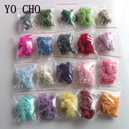 YO CHO Natural Norwegian Reindeer Moss Preserved Dried Craft Flower Stamen Decoration Wedding Ornament Fairy Garden Decor Muscus
