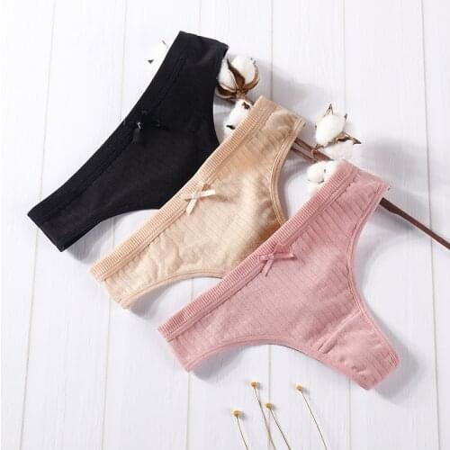 YOUREGINA Sexy Womens G-String Cotton Thong Panties Underwear Women Briefs Pants Intimate Ladies Bikini Knickers 3 pcs/lot