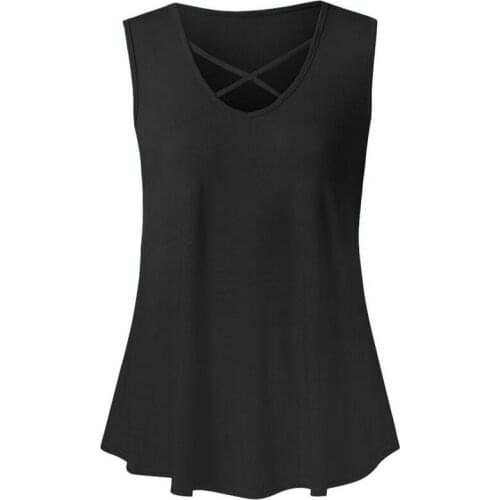 Womens Loose V-neck Cross Sleeveless Casual Fashion Vest