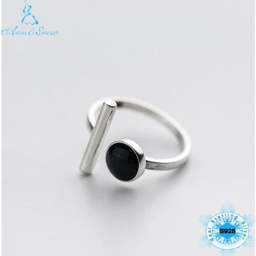 Brand 100% 925 Sterling Silver Fine Jewelry 925 Rings Black Bar Chinese Jewelry adjustable size Party jewellery fashion ring