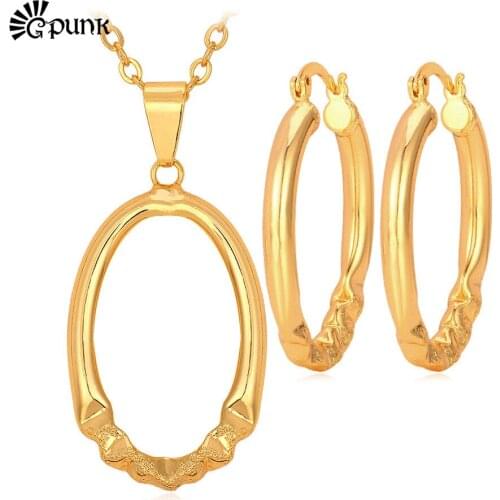 Women Necklace & Earrings Jewelry Sets Hollow Simple Design Jewelry Gold/ color Wholesale 2016 Trendy Jewelry S438G