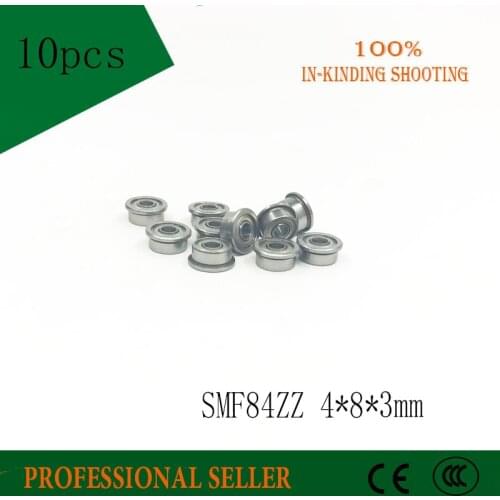 10pcs Stainless steel MF84ZZ SMF84ZZ LF-840ZZ mf84 zz SMF84 ZZ 4*8*9.2*3*0.6mm Flange bushing ball bearing