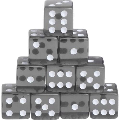 10pcs Six Sided 15mm Transparent Cube Round Corner Portable Table Playing Games