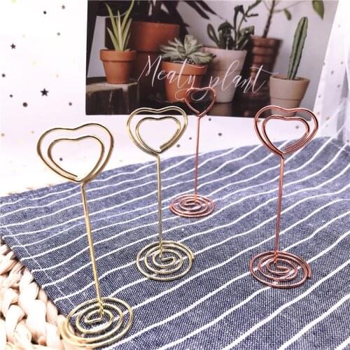 2Pcs/lot Heart Shape Clips Desk Notes Folder Wedding Favors Place Card Holder Table Photo Memo Number Name Clips Message Clips