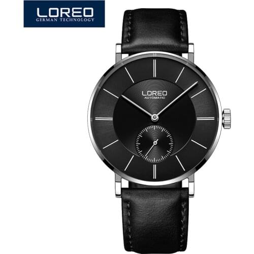 2020 LOREO Luxury Top Sapphire Mens Automatic Watch Leather Mechanical Watch Business Casual Fashion 5ATM Waterproof Clock