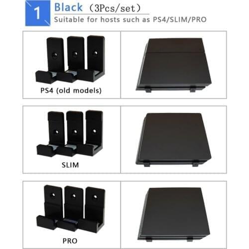 3pcs/set For PS4/PS4 Slim/PS4 Pro Bracket 3D Print Wall Controller Holder Console Stand Host Rack Game Storage Mount Accessories