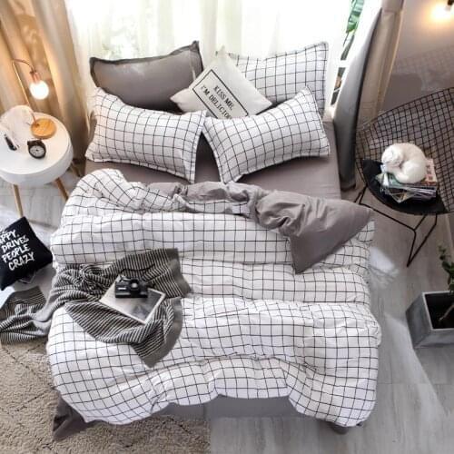 55 Lattice Duvet Cover Pillowcase Bed Sheet Simple Boy Girls Plaid Bedding Sets 3/4Pcs Single Double Bedlinen Home Textile