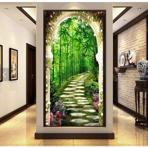 Needlework Diy Diamond Painting Cross Stitch 5d Diamond Embroidery bamboo road Landscape full square resin Drill mosaic Picture