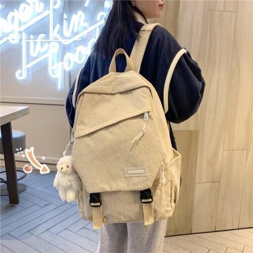 Wick velvet school bag girl 2021 new tide brand high school students campus shoulder bag simple Harajuku Hong Kong wind backpack