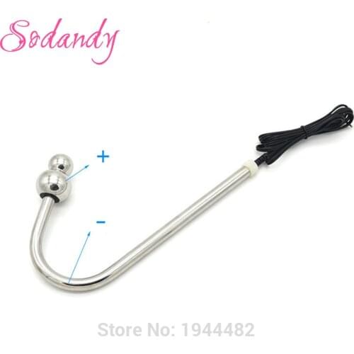Bipolar Electrode Electro Stimulation Prostate Stimulator Stainless Steel Anal Hook Electric Shock Anal Anchor Butt Plug TENS