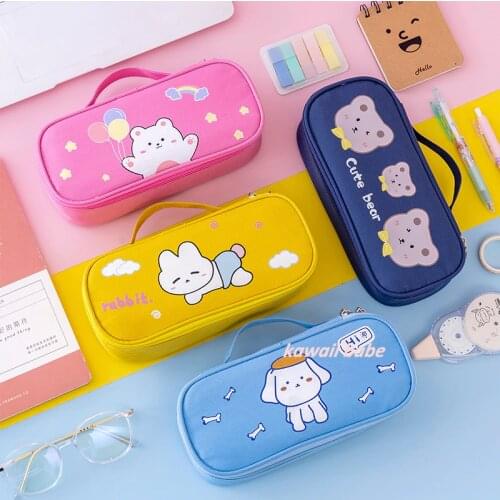 Children Kawaii Family Type Pencil Case Boys Stationery Set Cartoon Pencil Bag Teenager Estojo Escolar