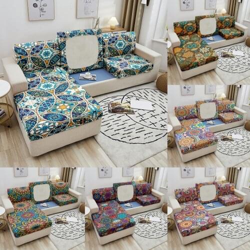 Mandala Geometric Elastic Sofa Seat Cushion Cover Stretch Seat Cushion Cover For Living Room Chaise Longue Slipcover 1-4 Seater
