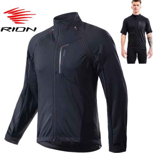 RION Men Cycling Jersey Removable Long Sleeves Bicycle Jersey Reflective MTB Road Bike Jersey Downhill Cycling Jackets