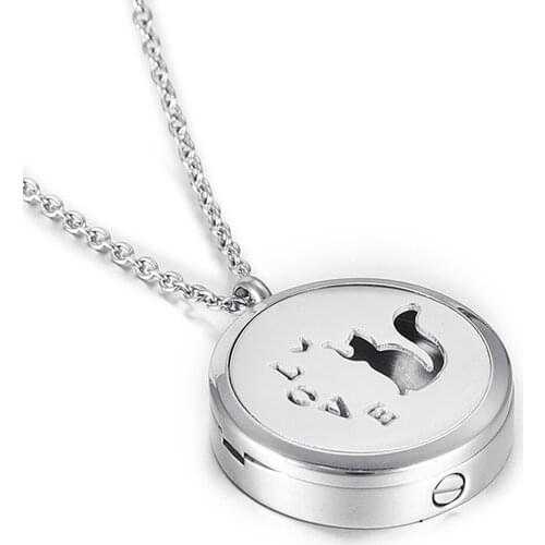 IJD5009 Pet Cat Oil Locket Diffuser Cremation Urn Necklace For Ashes Holder Memorial Ash Keepsake Pendant Funeral Casket Jewelry
