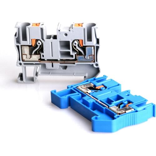 Din Rail Terminal Block 10Pcs PT-6 Connectors Push In Spring Screwless Feed Through PT6 Wire Connector Conductor