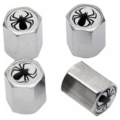 4Pcs/Lot Wheels Tire Valve Caps Spider Logo Sticker Car Badge Tyre Dust Steam Auto Styling Accessories