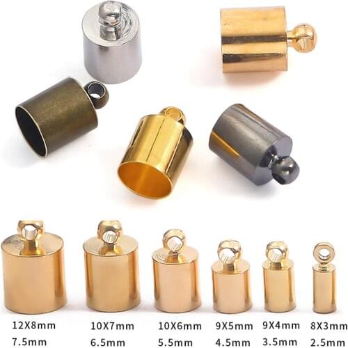 50pcs/lot Tassel Leather Cord End Crimp Cap Beads Caps End Tip Cap Fit Connectors For DIY Necklace Jewelry Making Findings