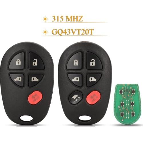 Kutery 5pcs 5/6 Buttons Replacement Remote Car Key Fob 315Mhz GQ43VT20T For Toyota Sequoia Tacoma Tundra