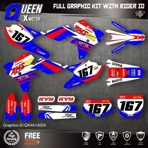 QUEEN X MOTOR Custom Team Graphics Backgrounds Decals 3M Stickers Kit For YAMAHA 14-18YZ250F 15-18YZ250FX WRF250 14-17YZ450F 024