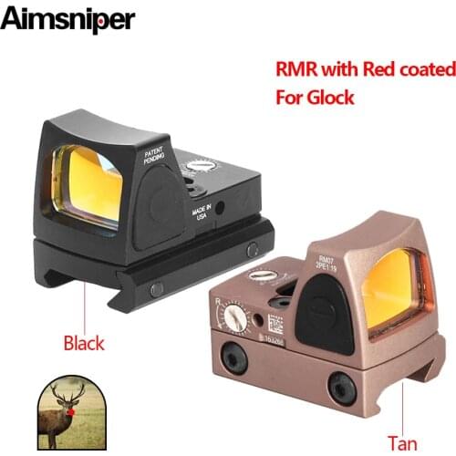 Mini RMR Reflex Red Dot Sight For Glock Tactical Hunting Optics Rifle Scope Airsoft Handgun Accessory Fit20mm/Glock Rail Mount