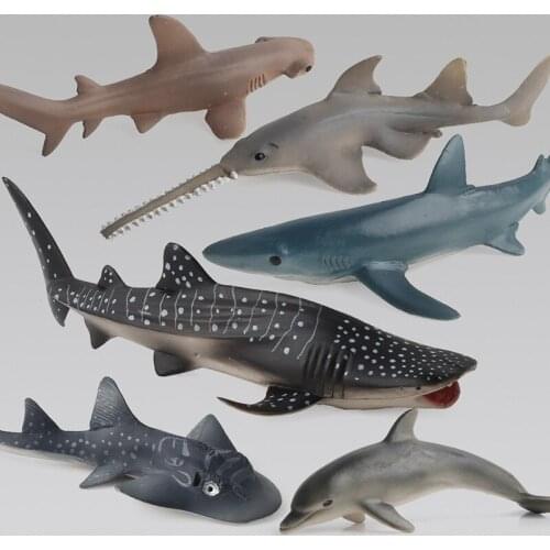 Simulation Marine Life Animal Dolphin Shark Whale Manta Ray Model Sailfish Figures Educational Toy Collection Gift