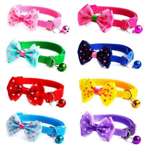 Fashion Adjustable Cute Necktie Dog Cat Pet Collar Nylon Bell Kitten Candy Color Bow Tie Bowknot Likesome Collars