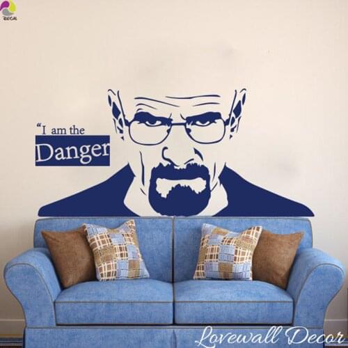 Breaking Bad Heisenberg Wall Sticker Kitchen Bedroom Sofa I Am The Danger Quote Wall Decal Living Room Vinyl Home Decor Art