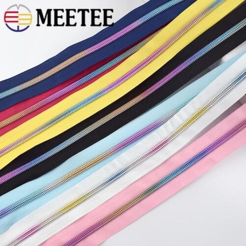 Meetee 4/8meters 5# Nylon Zipper Coded Open-End Zips for DIY Textile Coat Luggage Repair Kit Zippers Garment Sewing Accessories