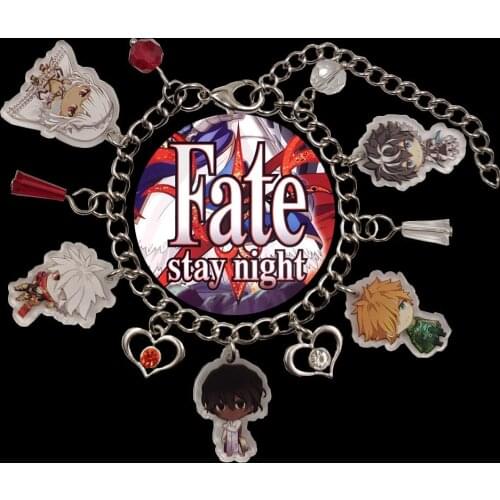 Original Acrylic Charm Fate/Stay Night Anime Novel Chain Bracelet For Women Student Pupil Girl Heart Pagoda Bead Lovers Gift