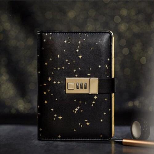 Mini Stars A6 Diary Notebook Spiral Ring Notepad Password Lock Note Pad Gift Box+Pen+Tape