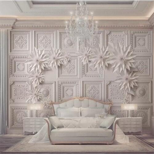Beibehang Custom 3d wallpaper beautiful European embossed brick wallpaper flower 3d mural TV background wall papers home decor