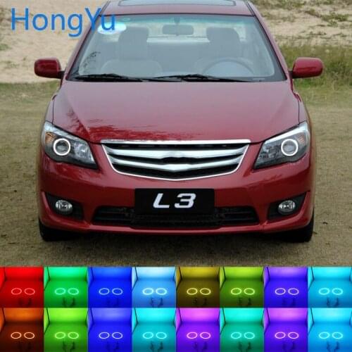 Latest Headlight Multi-color RGB LED Angel Eyes Halo Ring Eye DRL RF Remote Control for BYD L3 2010 2011 2012 2013 Accessories