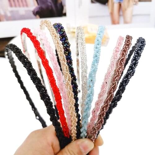 Shiny Crystal Beaded Hair Bands Girl Elegant Women Headband Headwear Adjustable Hairband Fashion Handmade Girls Hair Accessories