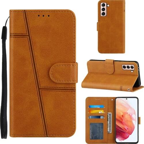 Retro Vintage PU Leather Card Slot Pocket Shockproof Phone Case for Samsung Galaxy S21 5G Kickstand Cover Photo Frame