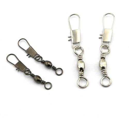 10pcs Fishing Lure Turns Lock to Snap Faces Fishing Iron Swivel Connector Rolling for Sea Fishing Accessories Tools