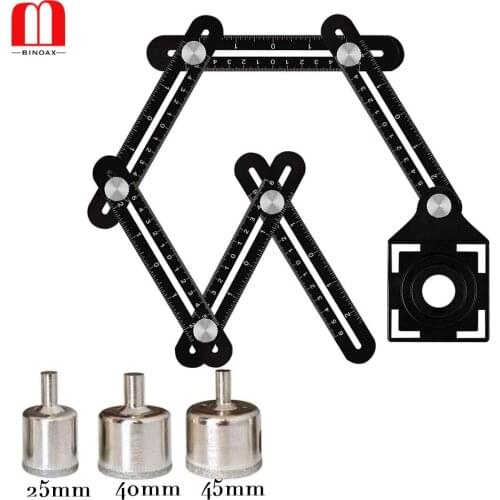 Aluminum Alloy Six-Sided Ruler Measuring Instrument Template Angle Tool Mechanism Slides With Three Glass Drills