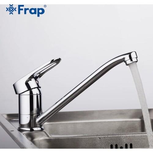 Frap Deck Mounted Kitchen Faucet Chrome Finish Single Lever Cold & Hot Water Tap Kitchen Sink Mixer Tap 360 Degree Mixer Kitchen