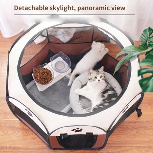 Octagonal Pet Cage Portable Folding Fence Dog House Cat Tent Puppy Room Scratch Resistant Kennel Tent Pet Supplies Dog Playpen