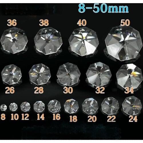 Top Quality 14mm Clear Crystal Octagonal Beads In Two Holes Garland Strands Wedding Table Decoration Diy Suncatcher Accessories