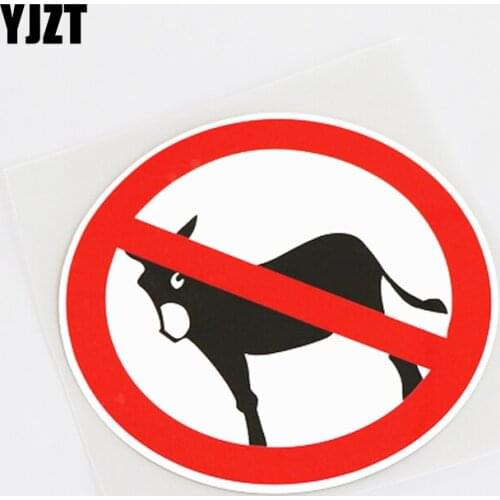 YJZT 12CM*12CM Fun Warning Mark Animal Donkey PVC Car Sticker Decal High-quality 13-1136