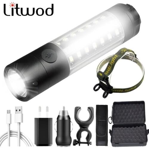 Z20 Litwod 3509-A LED Mini Flashlight XM-L T6 Waterproof Aluminum Torch Usb Rechargeable 18650 Battery for Camping Lantern