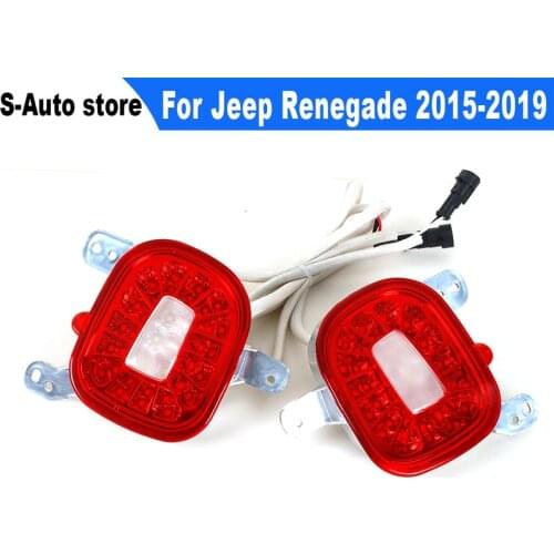 12V 3W 3D Optic Red LED Rear Bumper Reflectors Rear Fog Tail Lamps Backup Reverse Lights For 2015-2019 Jeep Renegade