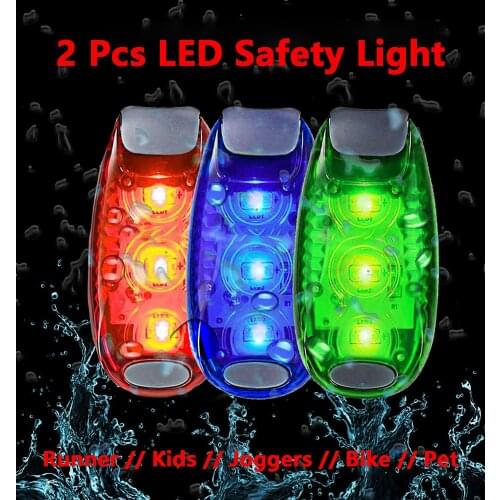2 Pack USB LED Safety Light Bike Tail Light Running Light Joggers Pets Bicycle Strobe Rear Clip On Lights Battery