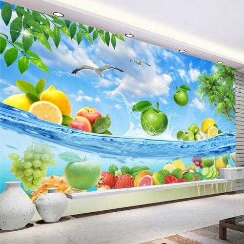 3D Wallpaper Modern Creative Fruit Seawater Photo Murals Wall Cloth For Living Room Backdrop Decor Wall Covering Papel De Parede