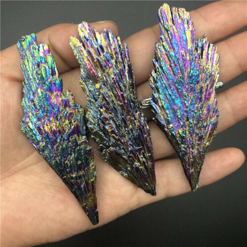 5-80g Rainbow Titanium Black Tourmaline Aura Quartz Crystal Peacock Tail Decor Crafts Natural Quartz Crystals