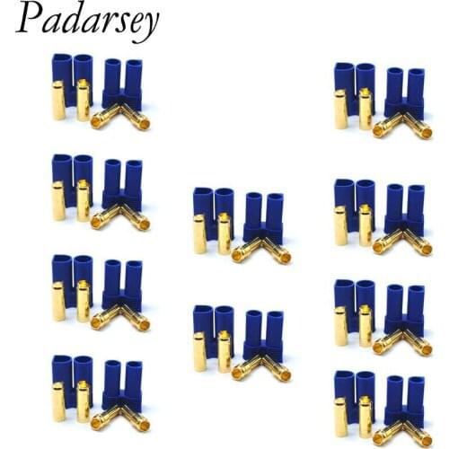Padarsey 5 Pairs 10 Pairs EC5 Bullet Banana Plug Connector Female Male 5mm Bullet Gold Connector for RC ESC LIPO Battery